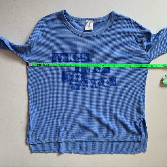 Aerie Offline XS Blue Oversized Takes Two To Tango Waffle Knit Top NWT - Picture 11 of 14